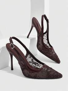 CUCCOO SZL Ladies' Fashion Party Pointed High Heel Pumps Fall Shoes - Afterwards with brown - View 2