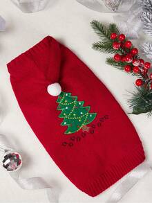 PETSIN Xmas Embroidered Santa Dog Hoodie Warm Knit Christmas Pet Sweater - Multicolor - View 3