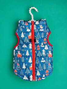 PETSIN Festive Christmas Quilted Dog Vest Zip‑Up Sleeveless Jacket With Dual D‑Ring Leash Hooks - Multicolor - View 13