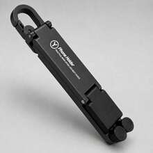 Teckwe Aluminum Alloy Mini Foldable Phone Stand With Keychain Carabiner, Portable Compact Travel Phone Holder, Adjustable Desktop Stand For Smartphones Up To 20.32 Cm - Black - View 6