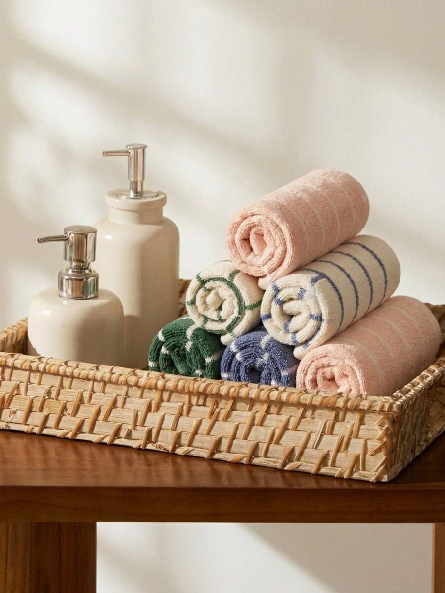 Cirelle 1pc Cotton Striped Hand Towel - Soft Highly Absorbent Face Towels For Bathroom, Gym, Spa & Hotel, Quick Dry Decorative Hand Towels For Daily Use - Multicolor - View 1