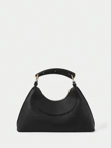 SHECARRY Women's Fashionable Black Handbag, Portable In Design, Versatile And Simple Bag Type, For Daily Use, Commuting, Shopping - Black - View 4
