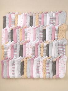 SHEIN 10 Pairs/20 Pairs Of Children's Cute Heart-Shaped/Striped/Polka Dot Pattern Socks Are Soft And Comfortable, Macarons Suitable For Daily Wear - Multicolor - View 3