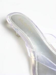MUSERA 春夏簡約透明帶設計方頭極簡風露趾涼鞋，通勤度假適用 - 香檳色 - 查看 5