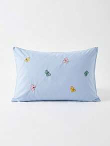 Joivida 2Pcs Polyester Embroidered Envelope‑Closure Pillowcases Smooth Breathable Polyester Bedding Pillow Protector Case With Envelope Closure (No Insert) - Blue - View 3