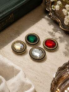 Pack 10 Pcs Palace Style Oval Crystal Rhinestone Buttons Classical Vintage Decorative Fasteners For Coats Suits Sweaters Women's Wear Fur Outerwear Hand‑Sewn Clothing Sewing Accessories - 10pcs - View 6