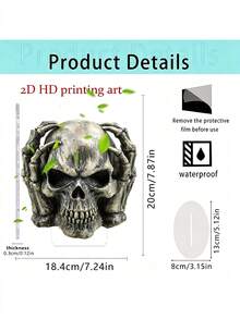 1Pc 15.5cm Resin Halloween Desktop Decor With Ghost Skeleton Reading Book Swing Pattern In Brown Orange For Home Office Party Autumn Seasonal Ornament Trending. - C - View 7