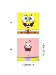 SpongeBob SquarePants | SHEIN 1個卡通裝飾抱枕套（不含枕芯），尺寸 45 * 45 cm，柔軟舒適的毛絨布料，適用於家居裝飾、汽車、禮品等 - 彩色 - 查看 4