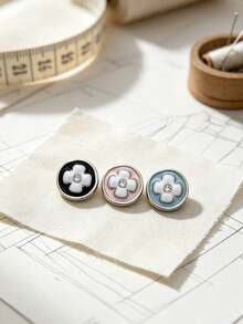 Pack 10 Pcs High‑End Two‑Tone Oil Painted Clover Metal Buttons Rhinestone Round Decorative Fasteners For Cashmere Coats Suits Versatile Outerwear Hand‑Sewn Clothing Sewing Accessories - 10pcs - View 6