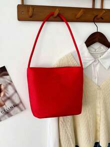 Simple Solid Color Mini Shoulder Tote Bag Soft Lightweight Daily Use Underarm Handbag Multi‑Color Options For Women - Multicolor - View 14