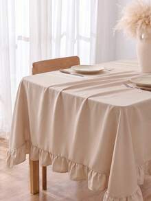 1 Piece Of Solid Color Ruffle Edge Tablecloth, Exquisite Appearance; Suitable For Restaurant Tabletops, Family Dinners, Daily Use, Banquets, Weddings, Holiday Party Decorations - Camel - View 6