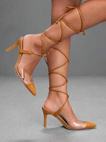 CUCCOO SZL Women's Fashion Lace-Up Sexy High Heels - Khaki - View 2