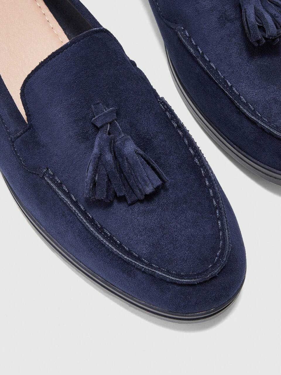 CUCCOO BIZCHIC Women's Navy Blue Suede Comfortable Casual Loafers, Versatile Flat Slip-On Shoes Suitable For Outdoor, Commuting, Work And Daily Wear For Christmas Spring Shoes Fall Shoes
