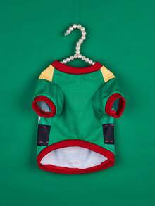 PETSIN Xmas Elf Dog Clothes, Festive Candy Cane Printed Pet Shirt Christmas Puppy Outfit - Multicolor - View 12
