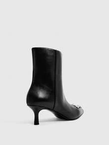Daringsoles Pointed Cat And Short Boots, Rhinestone Decorative Temperament Thin Versatile Pointed Thin Heel Short Boots, Flash Diamond Decorative Commuter Dating - Black - View 3