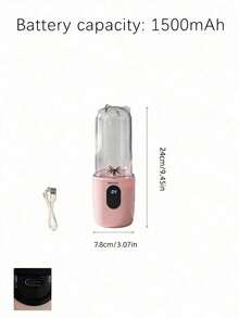 Teckwe 1pc USB Rechargeable Blender, Mini Electric Juicer Cup With LED Digital Display, Fruit Smoothie Maker For Home Travel, 500ml, 1500mAh - 0.5L-1L - View 6