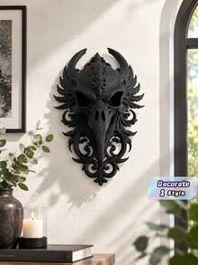 Gothic Carved Crow Skull Wall Hanging Ornament Retro Dark Style Wall Decor For Halloween Home Decoration - multicolor - View 1