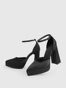 CUCCOO LuxiPop High-Heeled Thick-Soled Platform Fashionable And Simple Banquet Shoes Fall Shoes - Black - View 6
