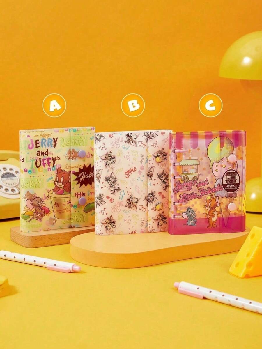 TOM & JERRY 1 Pc Card Album Storage Book, Fun Cartoon Print, PVC Material, Easy Page Add Remove, Clear Protective Pockets, Memory Keeping Tickets, For Collectors, Versatile Storage Solution - A7 - View 1