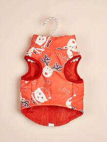 PETSIN Winter Warm Dog Christmas Waistcoat, Cartoon Santa Snowman Print Zip Front Quilted Pet Vest With Dual D‑Ring For Harness Leash - Multicolor - View 14