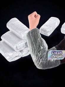 100 Pcs Disposable Transparent Plastic Sleeve Covers, Dust-Proof, Oil-Proof, Waterproof, Cuff Protector Sleeves For Cleaning, Kitchen, Catering, Art Painting - Multicolor - View 1