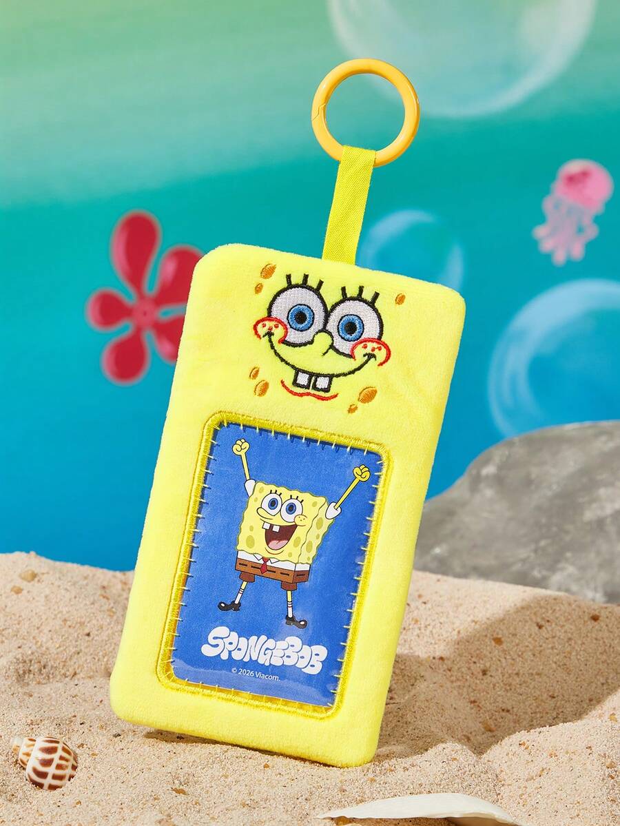 SpongeBob SquarePants | SHEIN 1Pc Cartoon Card Bag, Cute Shape, Suitable For Putting Idou Small Cards, Work Cards, Campus Cards, Transportation Cards, Etc., Transparent PVC Window Design, Can Be Hung On The Bag - SpongeBob SquarePants - View 1