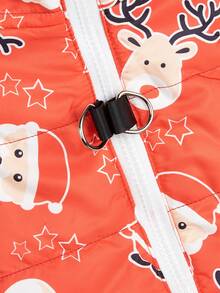 PETSIN Winter Warm Dog Christmas Waistcoat, Cartoon Santa Snowman Print Zip Front Quilted Pet Vest With Dual D‑Ring For Harness Leash - Multicolor - View 13