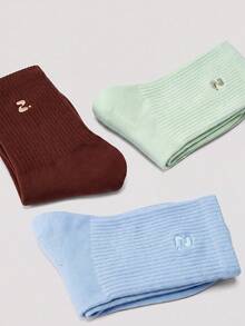 OutZeal 3 Pairs Of Multi-Color Embroidered Breathable Quick-Drying Medium Tube Casual Sports Socks - Multicolor - View 7