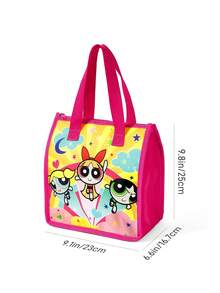 THE POWERPUFF GIRLS X SHEIN 1 Patterned Printed Insulated Lunch Bag To Keep Food Warm Or Cold, Picnic Bag, Large Capacity, Can Hold Lunch Boxes - color - View 6