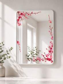 Haus Hana 1pc/2pcs Pink Plum Mirror Border Decoration Sticker, Soft Mirror Decoration Sticker, Mirror Beauty Decoration, Enhancing The Elegant Atmosphere Of Mirror Beautification, Essential For Home Decoration And Home Furnishings. - Multicolor - View 1
