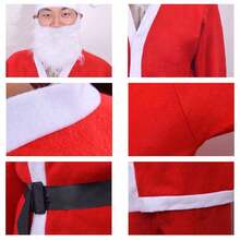 Setelan Santa Merah dari Kain Felt Ukuran Dewasa 5 Potong, Kostum Santa Sekali Pakai dari Kain Non-Woven untuk Dekorasi Natal, Pakaian Santa Pria, Cocok untuk Pesta Natal, Acara Lari, dan Lainnya. - Merah - View 3