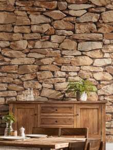 3D Retro Stone Texture Marble Wallpaper, For Living Room Background Wall, Bar, Restaurant & Cafe - brown - View 5
