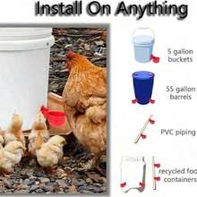 2-15 Piece Professional Chicken Feeder, Large Capacity Bird Feeder Suitable For Ducks, Chickens, Geese, Turkeys, Rabbits And Other Birds, Comes With A Hole Punching Tool For Assembly - Multicolor - View 8