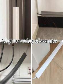 1 Roll Self-Adhesive Cable Protector, Designed For Power Cord Management, With White Base Cover To Avoid Cable Tangling On Floor, Wall And Desk - A - View 8