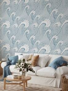 1 Buah Wallpaper Perekat Diri, Dapat Dilepas, Tahan Air, Motif Gelombang Jepang, Mural Dinding untuk Ruang Tamu dan Kamar Tidur, Renovasi Mudah Dikupas dan Ditempel, Tahan Lama, PVC Vinyl, Tahan Lembap, Tahan Gores, Dekorasi Rumah, Ramah untuk Apartemen Sewa - Beraneka warna - View 9