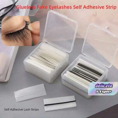 Glueless Fake Eyelashes Self-Adhesive Strip, No Glue Needed, Waterproof, Reusable & Long-Lasting Adhesive, Lash Extension Tools, Self-Adhesive Lash Strips, Lash Adhesive Alternative