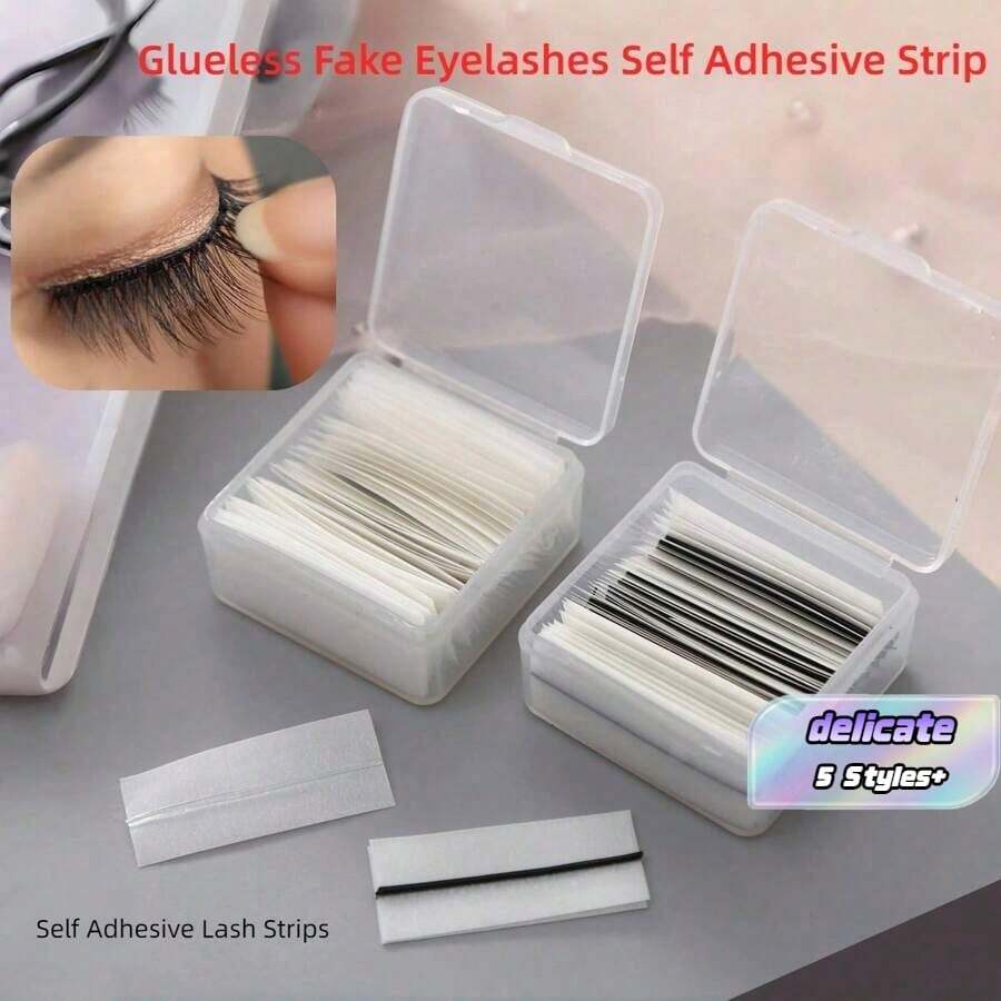 Glueless Fake Eyelashes Self-Adhesive Strip, No Glue Needed, Waterproof, Reusable & Long-Lasting Adhesive, Lash Extension Tools, Self-Adhesive Lash Strips, Lash Adhesive Alternative - Multicolor - View 1