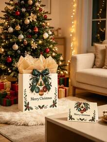 5/10/15PCS Christmas Gift Bags, Party Favor Bags, Candy Apple Cookie Packaging Bags With Handles - multicolor - View 7