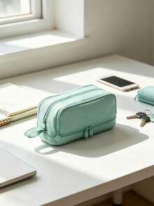 A Dual-Layer Protective Pencil Case And A Multi-Functional, Large-Capacity Pen Pouch. The Stationery Bag Features Multiple Compartments, Making It Suitable For Storing Office Supplies, Study Tools, School Materials, And Desktop Organizers. - Single Piece - View 2