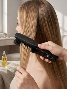 1pc V‑Shape Clamp Hair Straightener Brush, Wood Boar Bristle Comb, Professional Salon Home Hair Styling Tool For Sleek Straight Hair - Multicolor - View 2