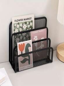 1pc Solid Multifunctional Wire Desk Organizer All In One Book Shelf File Tray Card Slot Freestanding Compact Vertical For Home Office Mail Letter Storage Space Saving Functional Convenient Practical Office Supplies Must Have - Multicolor - View 3