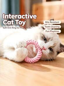 PETSIN Durable Cotton Rope Woven Ring Pet Toy; Cat And Dog Teething Rope Knot Ring; Interactive Chew Toy For Boredom Relief And Wear Resistance; Multiple Colors Available - Multicolor - View 11