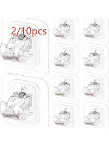 2/10pcs No-Drill Transparent Curtain Rod Brackets, Self-Adhesive Adjustable Hooks, Multi-Purpose Hooks For Bathroom Kitchen Home Organization - Multicolor - View 12