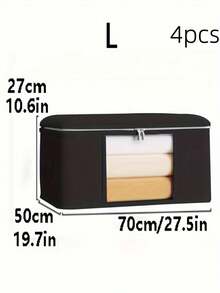 1/4 Buah Tas Penyimpanan Kapasitas Besar Lipat Berbahan Quilted dengan Pegangan, Wadah Resleting Anti Debu, Minimalis, Ringan untuk Pakaian, Selimut, Keranjang Cucian untuk Dewasa - Hitam - View 12