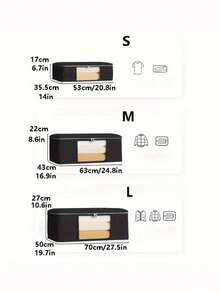 1/4 Buah Tas Penyimpanan Kapasitas Besar Lipat Berbahan Quilted dengan Pegangan, Wadah Resleting Anti Debu, Minimalis, Ringan untuk Pakaian, Selimut, Keranjang Cucian untuk Dewasa - Hitam - View 3