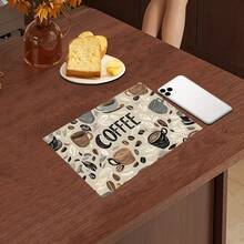 1pc Home Decor, Coffee Machine Water Absorption Mat, Counter Tableware Drying Pad, Diatomite Kitchen Dining Mat, Coffee Print Dish Drying Mat, Washable Anti-Slip Drainage Mat, Suitable For Kitchen Character Bar - Multicolor - View 13