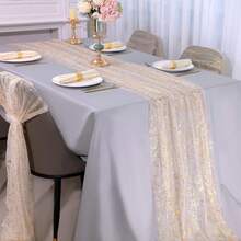 4 Styles Gold Hot‑Stamped Chiffon Table Runner, Gold Foil Lace Mesh Tulle Table Runner, Glitter Sparkling Table Runner For Wedding Party Dining Table Decor - Multicolor - View 4