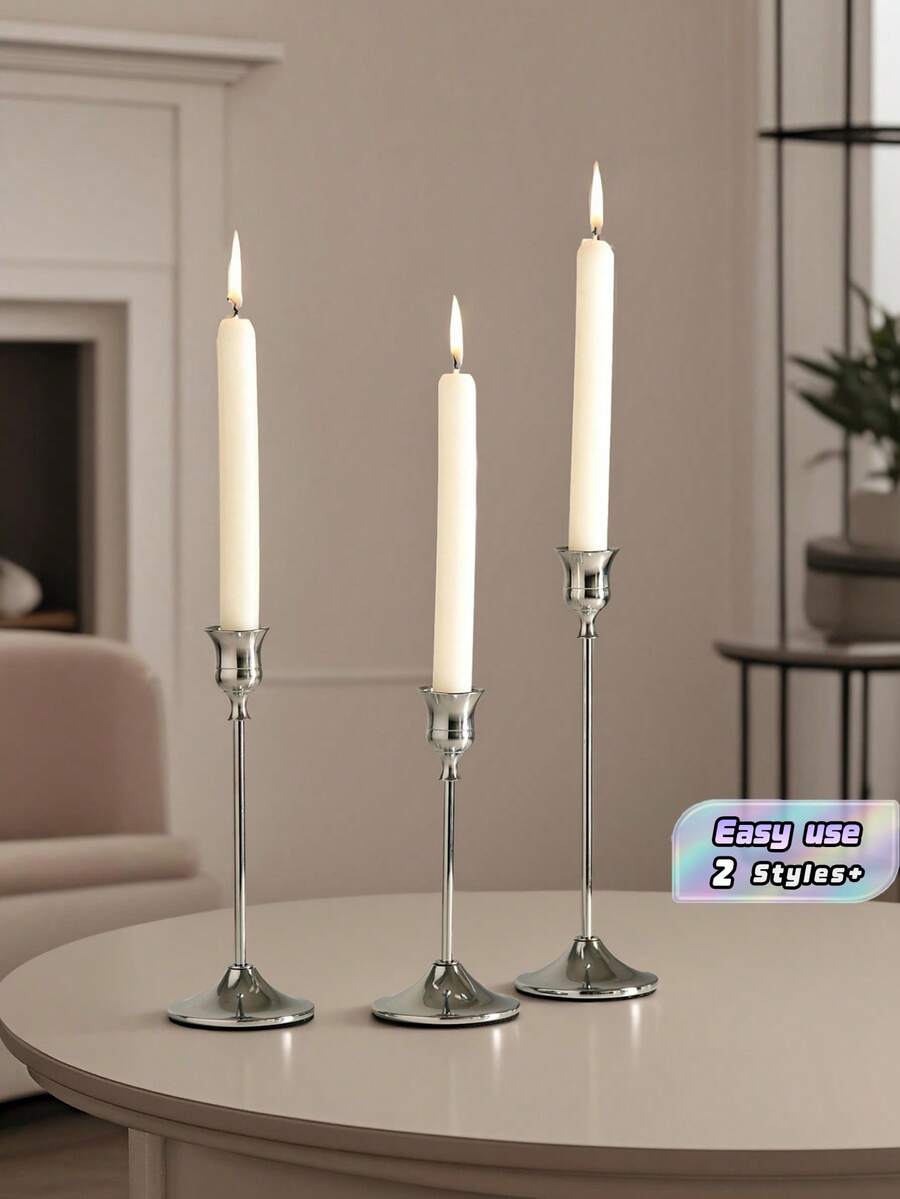 6PCS Gold Metal Trumpet Vase Candle Holder Set, Wedding Table Centerpiece Decor For Banquet Reception Party Dining Table Ornament - multicolor - View 1
