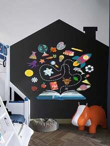 1pc Transform Your Room With Removable & Waterproof Chalkboard Wall Stickers! Back To School - Black - View 3