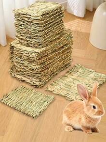 1PC Natural Grass Mat For Rabbits Guinea Pigs Hamsters, Breathable Moisture-Proof Cage Bedding, Pet Nest Supplies For Small Animals, Poultry, Indoor Outdoor Use - View 6